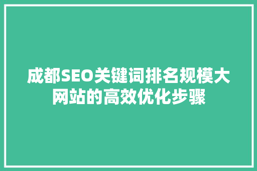 成都SEO关键词排名规模大网站的高效优化步骤
