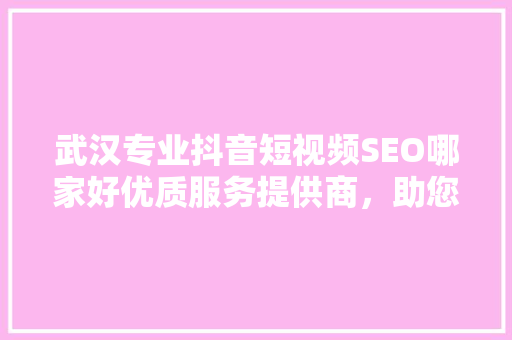 武汉专业抖音短视频SEO哪家好优质服务提供商，助您短视频内容火遍全网