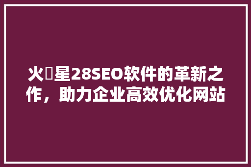 火乚星28SEO软件的革新之作，助力企业高效优化网站