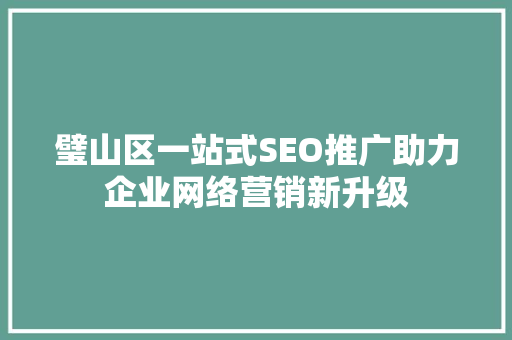 璧山区一站式SEO推广助力企业网络营销新升级