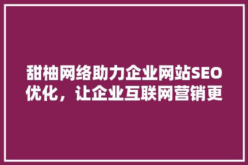 甜柚网络助力企业网站SEO优化，让企业互联网营销更上一层楼