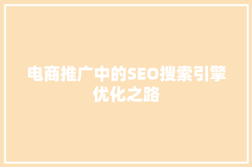 电商推广中的SEO搜索引擎优化之路
