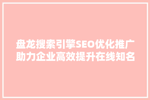 盘龙搜索引擎SEO优化推广助力企业高效提升在线知名度