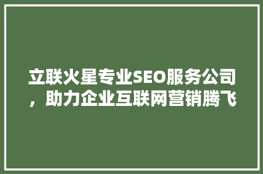 立联火星专业SEO服务公司，助力企业互联网营销腾飞