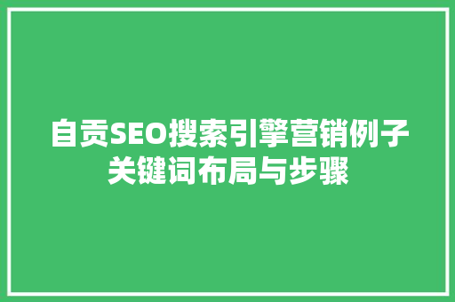 自贡SEO搜索引擎营销例子关键词布局与步骤