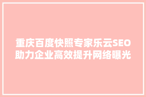 重庆百度快照专家乐云SEO助力企业高效提升网络曝光度