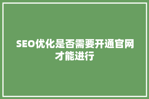 SEO优化是否需要开通官网才能进行