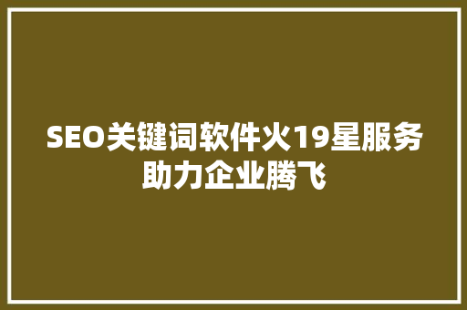 SEO关键词软件火19星服务助力企业腾飞