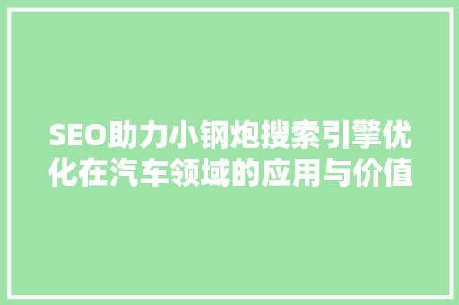 SEO助力小钢炮搜索引擎优化在汽车领域的应用与价值