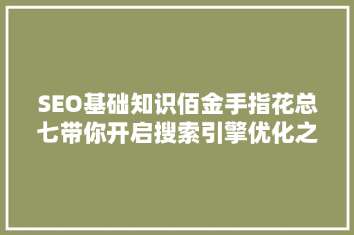 SEO基础知识佰金手指花总七带你开启搜索引擎优化之旅