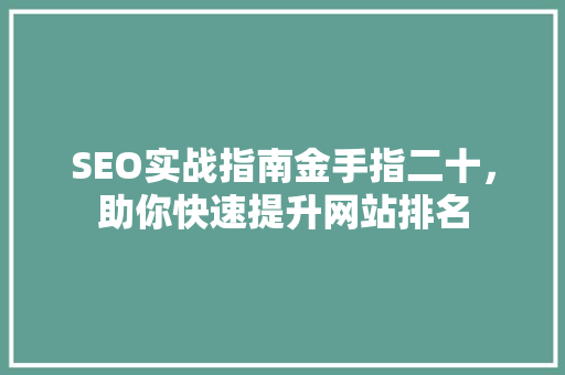 SEO实战指南金手指二十，助你快速提升网站排名