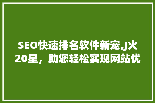 SEO快速排名软件新宠,J火20星，助您轻松实现网站优化