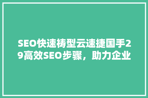 SEO快速祷型云速捷国手29高效SEO步骤，助力企业腾飞