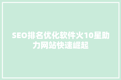 SEO排名优化软件火10星助力网站快速崛起