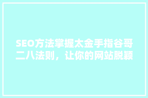 SEO方法掌握太金手指谷哥二八法则，让你的网站脱颖而出