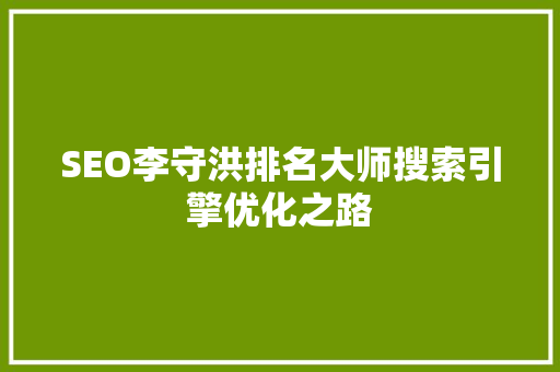 SEO李守洪排名大师搜索引擎优化之路