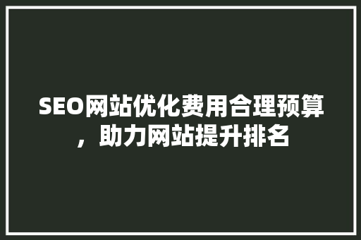 SEO网站优化费用合理预算，助力网站提升排名
