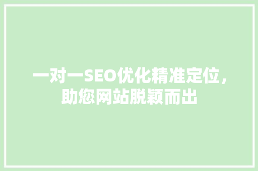 一对一SEO优化精准定位，助您网站脱颖而出