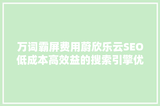 万词霸屏费用蔚欣乐云SEO低成本高效益的搜索引擎优化步骤