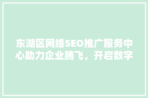 东湖区网络SEO推广服务中心助力企业腾飞，开启数字化营销新篇章
