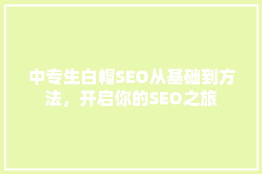 中专生白帽SEO从基础到方法，开启你的SEO之旅