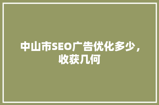 中山市SEO广告优化多少，收获几何