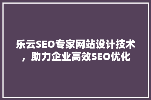 乐云SEO专家网站设计技术，助力企业高效SEO优化