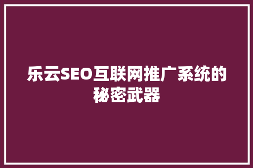 乐云SEO互联网推广系统的秘密武器