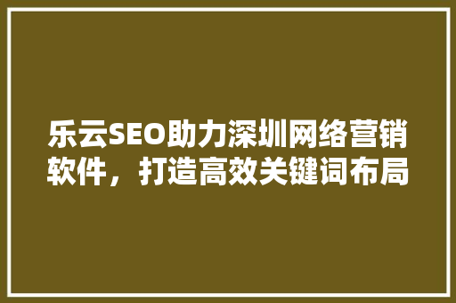 乐云SEO助力深圳网络营销软件，打造高效关键词布局步骤
