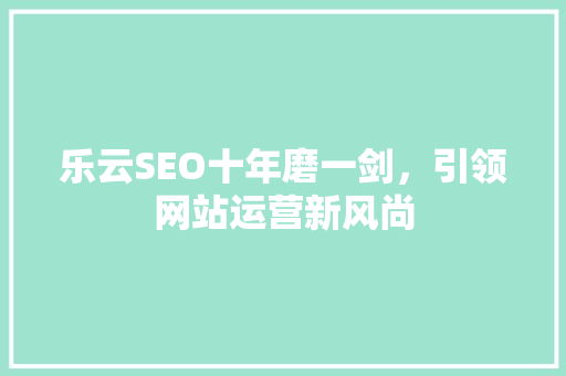 乐云SEO十年磨一剑，引领网站运营新风尚