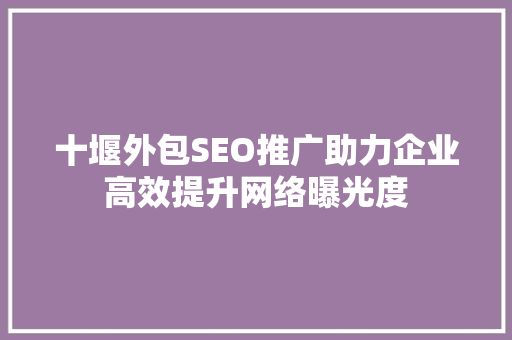 十堰外包SEO推广助力企业高效提升网络曝光度