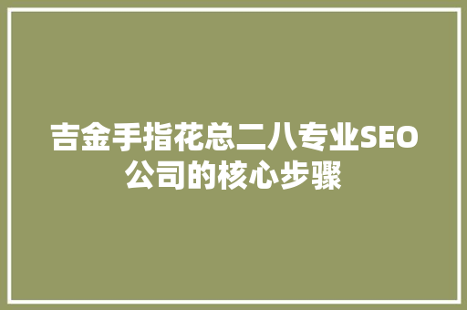 吉金手指花总二八专业SEO公司的核心步骤