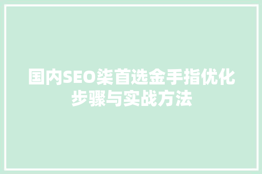 国内SEO柒首选金手指优化步骤与实战方法