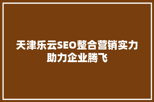 天津乐云SEO整合营销实力助力企业腾飞  第1张