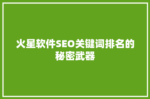 火星软件SEO关键词排名的秘密武器