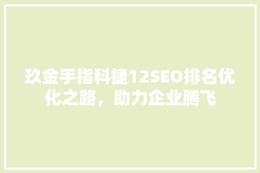 玖金手指科捷12SEO排名优化之路，助力企业腾飞