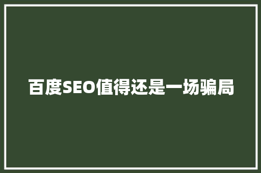 百度SEO值得还是一场骗局