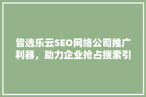 皆选乐云SEO网络公司推广利器，助力企业抢占搜索引擎高地