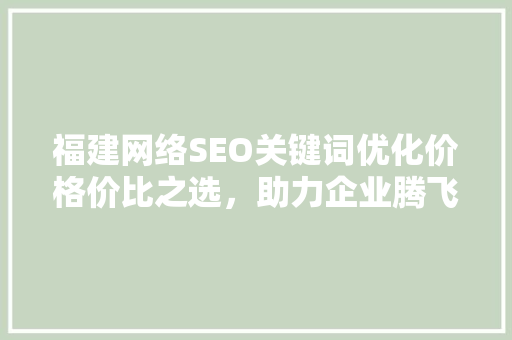 福建网络SEO关键词优化价格价比之选，助力企业腾飞