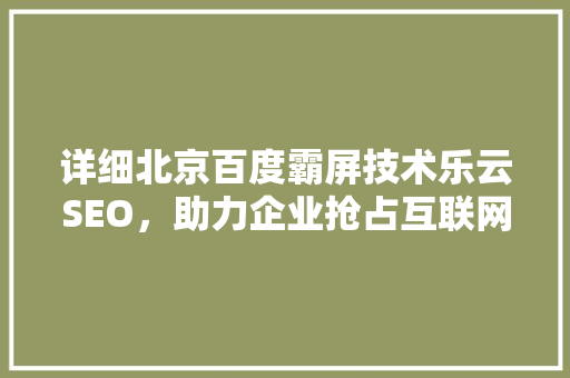 详细北京百度霸屏技术乐云SEO，助力企业抢占互联网高地