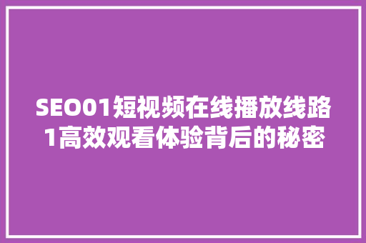 SEO01短视频在线播放线路1高效观看体验背后的秘密