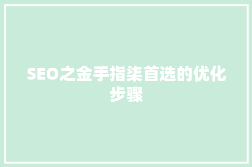 SEO之金手指柒首选的优化步骤