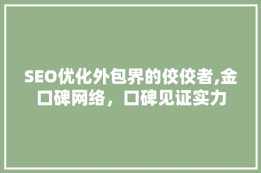 SEO优化外包界的佼佼者,金口碑网络，口碑见证实力