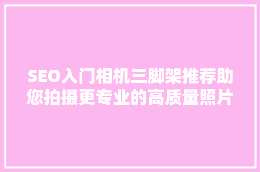 SEO入门相机三脚架推荐助您拍摄更专业的高质量照片
