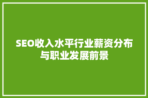 SEO收入水平行业薪资分布与职业发展前景