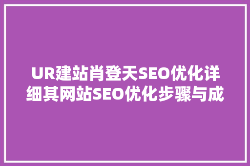 UR建站肖登天SEO优化详细其网站SEO优化步骤与成效