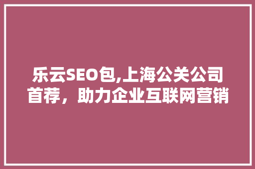 乐云SEO包,上海公关公司首荐，助力企业互联网营销新飞跃