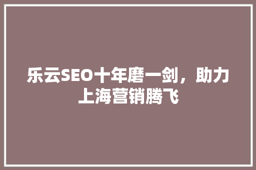 乐云SEO十年磨一剑，助力上海营销腾飞