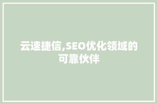 云速捷信,SEO优化领域的可靠伙伴