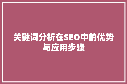 关键词分析在SEO中的优势与应用步骤